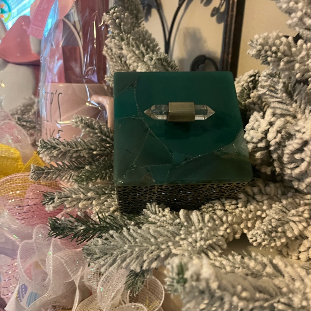 Green Decorative Box with Crystal Handle